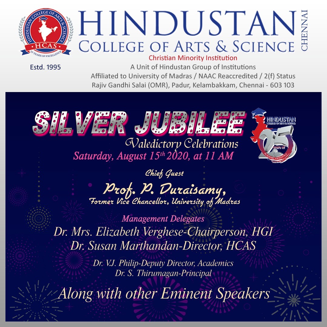 Silver Jubilee Valedictory Celebration on 15th August 2020 Virtual